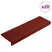   vidaXL 20 db öntapadós lépcsőszőnyeg, 65 x 21 x 4 cm, bordói piros, téglalap alakú széllel