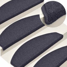   vidaXL 30 db sötétszürke és kék félkör alakú lépcsőszőnyegek, nagy, 65 x 24 x 4 cm
