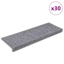  vidaXL 30 db világosszürke lépcsőszőnyeg, téglalap alakú széllel, 65 x 21 x 4 cm