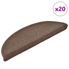   vidaXL 20 db-os lépcsőszőnyegek 56 x 17 x 3 cm kávébarna félkör alakú