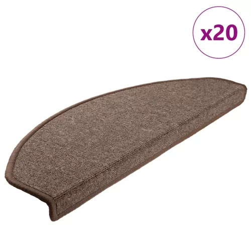 vidaXL 20 db-os lépcsőszőnyegek 65 x 24 x 4 cm kávébarna félkör alakú nagyméretű