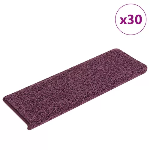 vidaXL 30 db lépcsőszőnyeg, 65 x 21 x 4 cm, sötétlila, téglalap alakú széllel