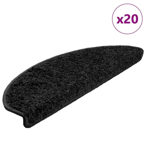 vidaXL 20 db fekete lépcsőszőnyeg 65x21x4 cm