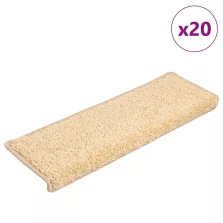   vidaXL 20 db krémszínű lépcsőszőnyeg, téglalap alakú széllel, 65 x 21 x 4 cm