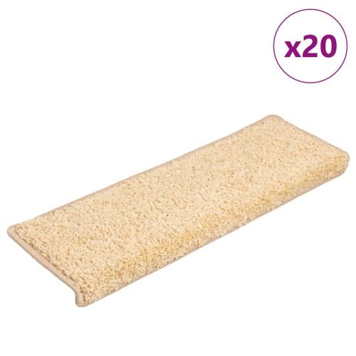 vidaXL 20 db krémszínű lépcsőszőnyeg 65 x 21 x 4 cm