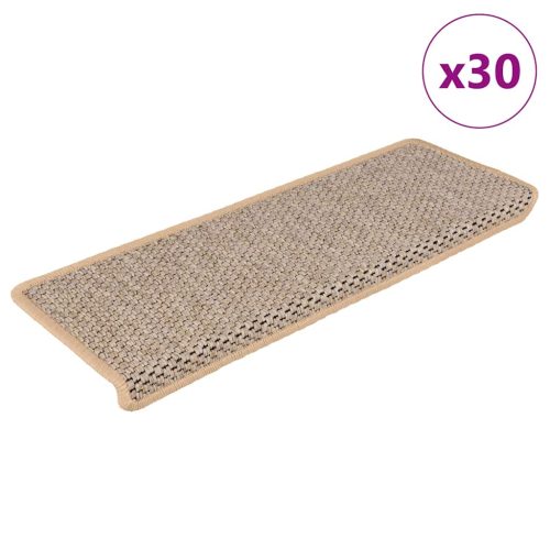 vidaXL 30 db lépcsőszőnyegek öntapadós szizál kinézetű 65x21x4 cm