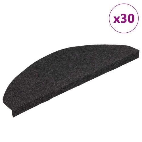 vidaXL 30 db fekete öntapadó lépcsőszőnyeg 65 x 22,5 x 3,5 cm