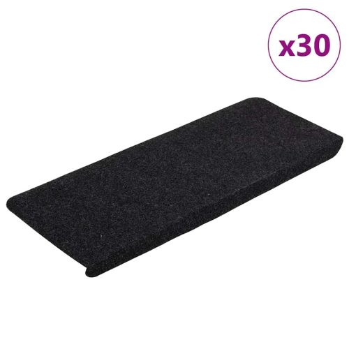 vidaXL 30 db fekete öntapadó lépcsőszőnyeg 65 x 24,5 x 3,5 cm