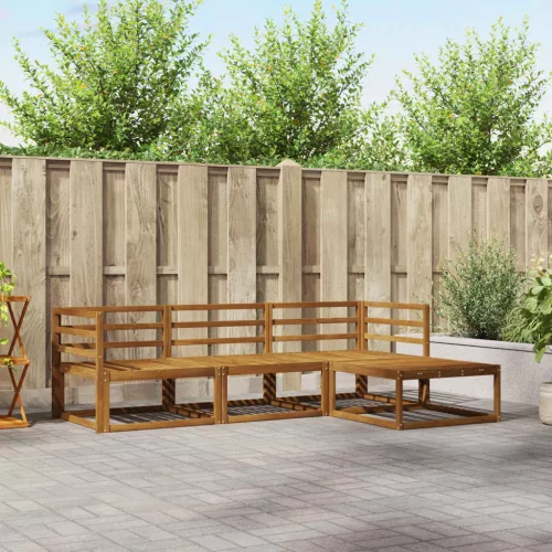 vidaXL Kültéri kanapé szett 4 pcs Természetes Tömör Akácfa