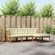   vidaXL Kültéri kanapé szett párnával 4 pcs Természetes és krémszínű