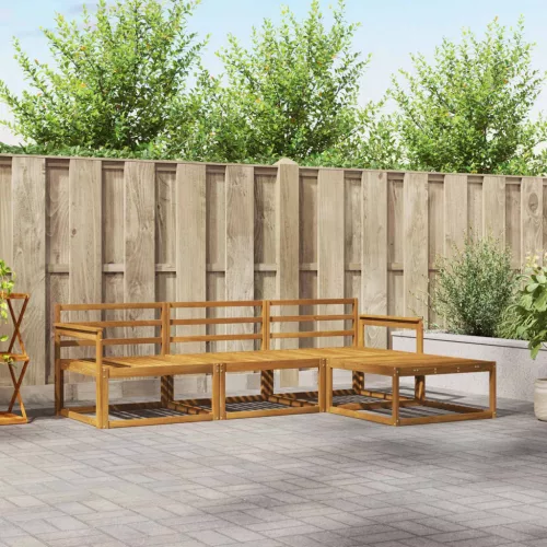 vidaXL Kültéri kanapé szett 4 pcs Természetes Tömör Akácfa