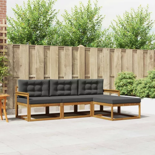 vidaXL Kültéri kanapé szett párnával 4 pcs Természetes és antracit