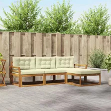   vidaXL Kültéri kanapé szett párnával 4 pcs Természetes és krémszínű