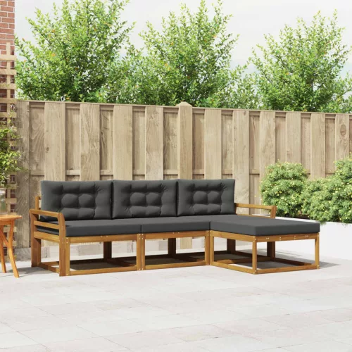 vidaXL Kültéri kanapé szett párnával 4 pcs Természetes és antracit