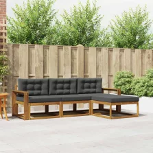   vidaXL Kültéri kanapé szett párnával 4 pcs Természetes és antracit