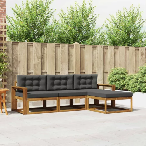 vidaXL Kültéri kanapé szett párnával 4 pcs Természetes és antracit