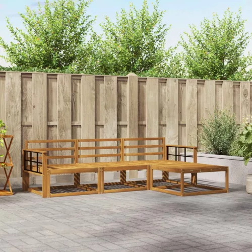 vidaXL Kültéri kanapé szett 4 pcs Természetes Tömör Akácfa