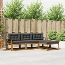   vidaXL Kültéri kanapé szett párnával 4 pcs Természetes és antracit