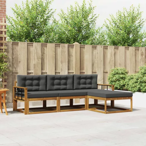 vidaXL Kültéri kanapé szett párnával 4 pcs Természetes és antracit