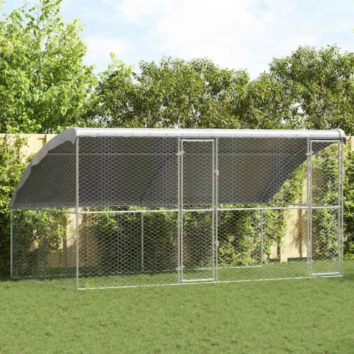vidaXL Kutyaház tárolóval 2 pcs Ezüst 4 x 2 x 2 m Acél