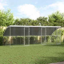   vidaXL Kutyaház tárolóval 3 pcs Ezüst 6 x 2 x 2 m Horganyzott acél