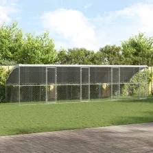   vidaXL Kutyaház tárolóval 4 pcs Ezüst 8 x 2 x 2 m Horganyzott acél