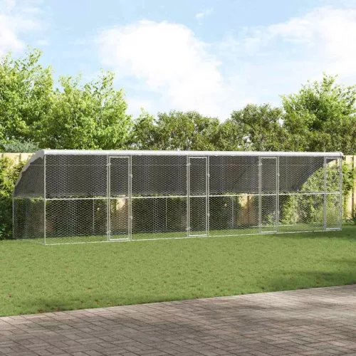 vidaXL Kutyaház tárolóval 4 pcs Ezüst 8 x 2 x 2 m Horganyzott acél
