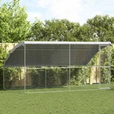   vidaXL Kutyaház tárolóval 2 pcs Ezüst 4 x 2 x 2 m Horganyzott acél