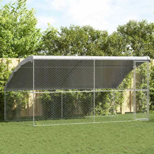 vidaXL Kutyaház tárolóval 2 pcs Ezüst 4 x 2 x 2 m Horganyzott acél