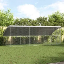   vidaXL Kutyaház tárolóval 3 pcs Ezüst 6 x 2 x 2 m Horganyzott acél