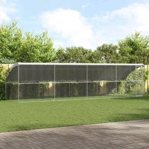 vidaXL Kutyaház tárolóval 4 pcs Ezüst 8 x 2 x 2 m Horganyzott acél