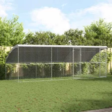   vidaXL Kutyaház tárolóval 3 pcs Ezüst 6 x 2 x 2 m Horganyzott acél