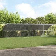   vidaXL Kutyaház tárolóval 4 pcs Ezüst 8 x 2 x 2 m Horganyzott acél