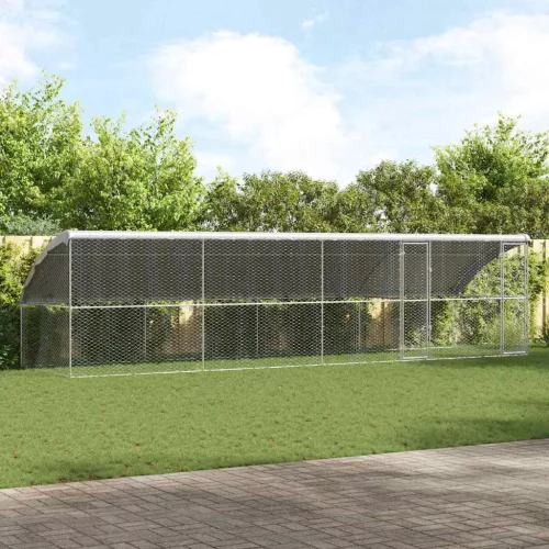 vidaXL Kutyaház tárolóval 4 pcs Ezüst 8 x 2 x 2 m Horganyzott acél