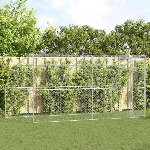 vidaXL Kutyaház tárolóval 2 pcs Ezüst 4 x 2 x 2 m Horganyzott acél