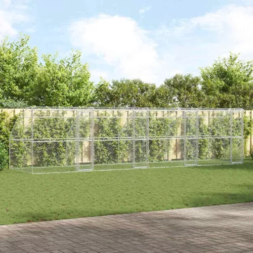 vidaXL Kutyaház tárolóval 4 pcs Ezüst 8 x 2 x 2 m Horganyzott acél