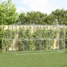   vidaXL Kutyaház tárolóval 2 pcs Ezüst 4 x 2 x 2 m Horganyzott acél