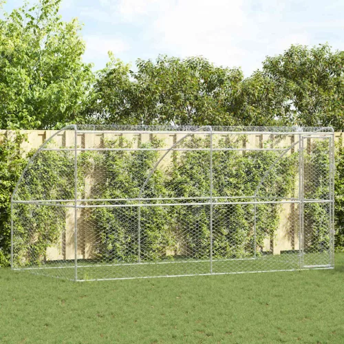 vidaXL Kutyaház tárolóval 2 pcs Ezüst 4 x 2 x 2 m Horganyzott acél