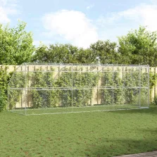   vidaXL Kutyaház tárolóval 3 pcs Ezüst 6 x 2 x 2 m Horganyzott acél