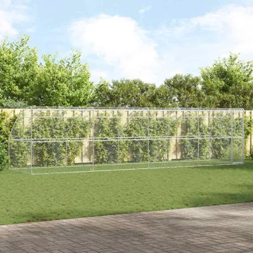 vidaXL Kutyaház tárolóval 4 pcs Ezüst 8 x 2 x 2 m Horganyzott acél