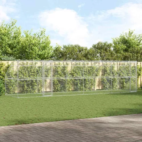 vidaXL Kutyaház tárolóval 4 pcs Ezüst 8 x 2 x 2 m Horganyzott acél