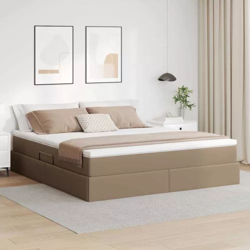 vidaXL Ágy tárolóval és matraccal Cappuccino 160 x 200 cm Műbőr