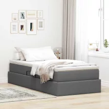   vidaXL Ágy tárolóval és matraccal Sötétszürke 90 x 200 cm Poliészter