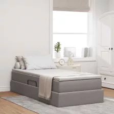   vidaXL Ágy tárolóval és matraccal Tópszínű 90 x 200 cm Poliészter