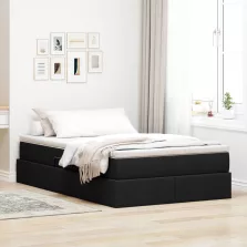  vidaXL Ágy tárolóval és matraccal Fekete 120 x 190 cm Poliészter
