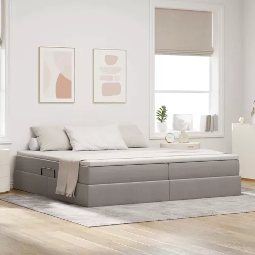 vidaXL Ágy tárolóval és matraccal Tópszínű 200 x 200 cm Poliészter