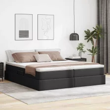   vidaXL Ágy tárolóval és matraccal matracmal Fekete 180 x 200 cm Műbőr
