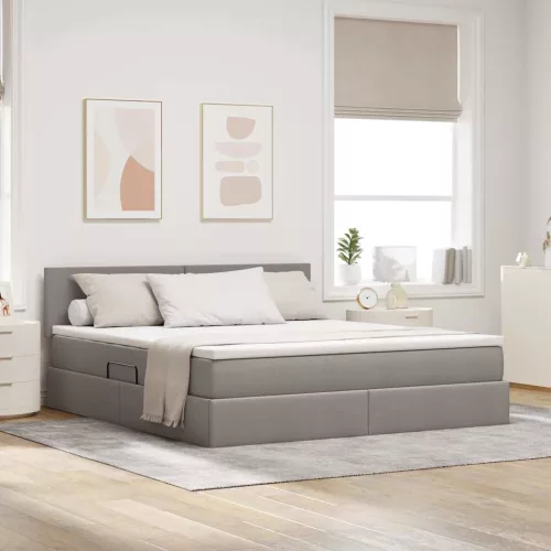 vidaXL Ágy tárolóval és matraccal Tópszínű 180 x 200 cm Faanyag