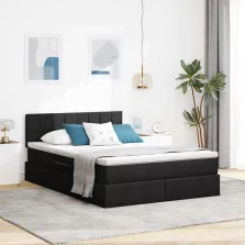   vidaXL Ágy tárolóval és matraccal Fekete 120 x 200 cm Faanyag