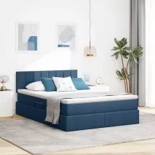   vidaXL Ágy tárolóval és matraccal matracmal Kék 120 x 200 cm Faanyag